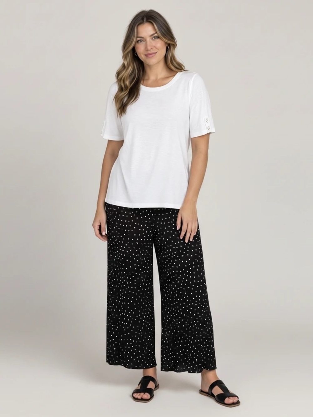 J.Jill Pure Jill Pleated Polka Dot Wide-Leg Cropped Pants Women’s Large